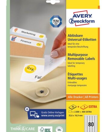Avery Aftagelige Etiketter 35 6x16 9mm