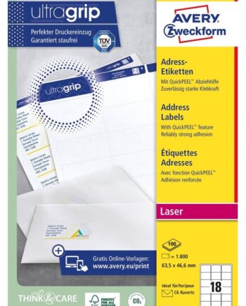 Avery Etiketter  63 5x46 6mm