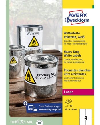 Avery Holdbare Etiketter  Hvide  99 1x139mm