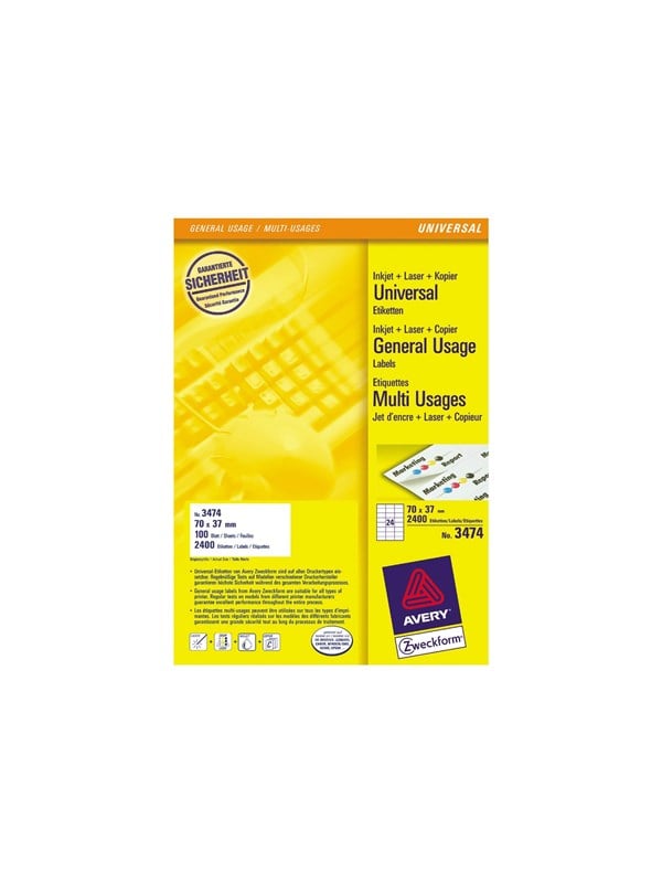 Avery Ilc Universal Etiket 70x37mm 2400