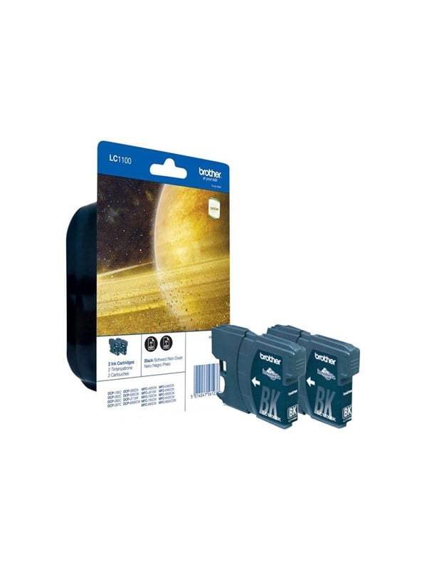 Brother Lc1100bkbp2 Lc 1100 -pack Black Ink Blækpatron Sort