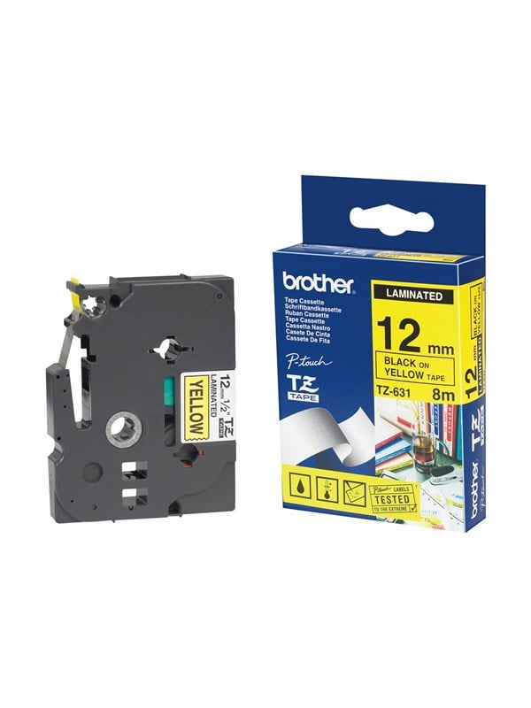 Brother Tape Brother Sort Gul Tze 631 12 Mm