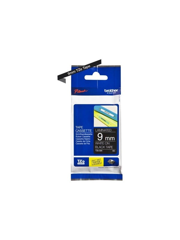 Brother Tz E325 White On Black Roll Cm Cassette Laminated Tape