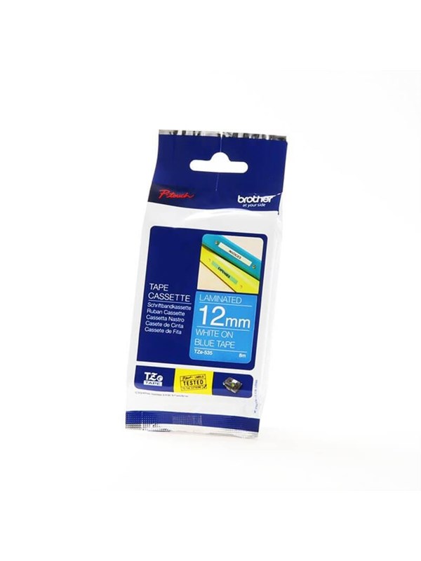 Brother Tze535 White On Blue Roll Cm