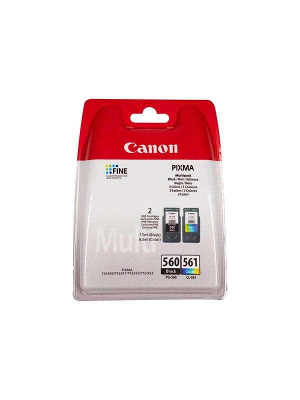 Canon Pg-560 Cl-561 3713c006 Multi Pac Blækpatron Cyan Magenta Gul