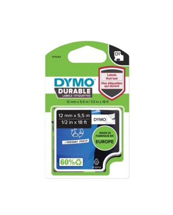 Dymo D1  Durable Tape   Sort På Hvid   12 Mm     5m