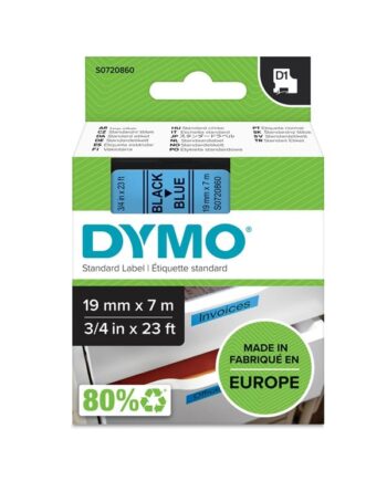 Dymo D1 Tape   19mm   7m Rulle   Sort På Blå