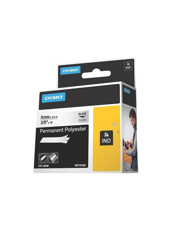 Dymo Dymo Rhino Permanent Polyester 9mm 5m Sort På Klar