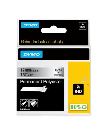 Dymo Dymo Rhino Permanent Polyester   19mm     5m   Sort På Metallic