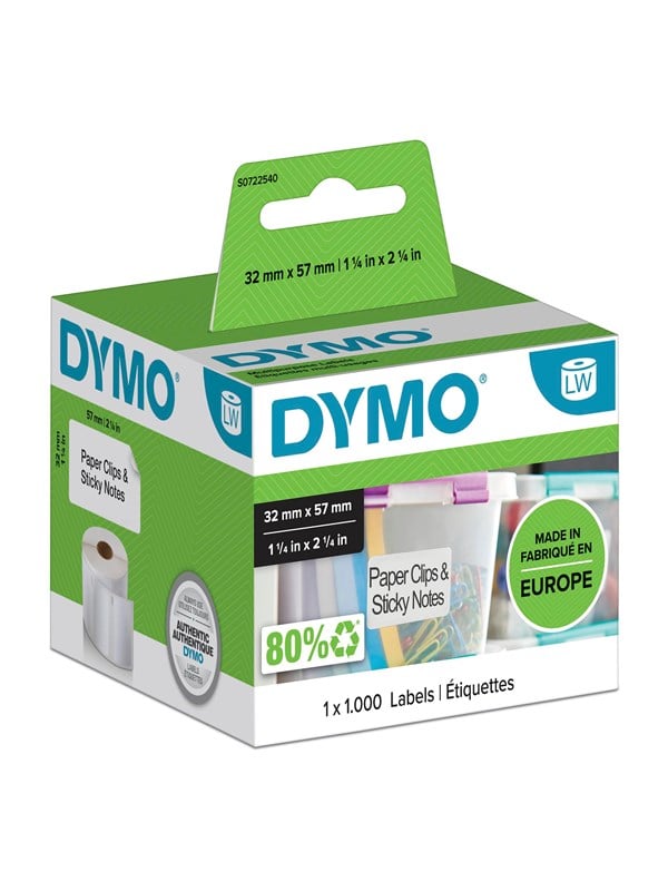 Dymo Labelwriter Multifunktionelle Etiketter 57mm 32mm Rulle 1000 Stk