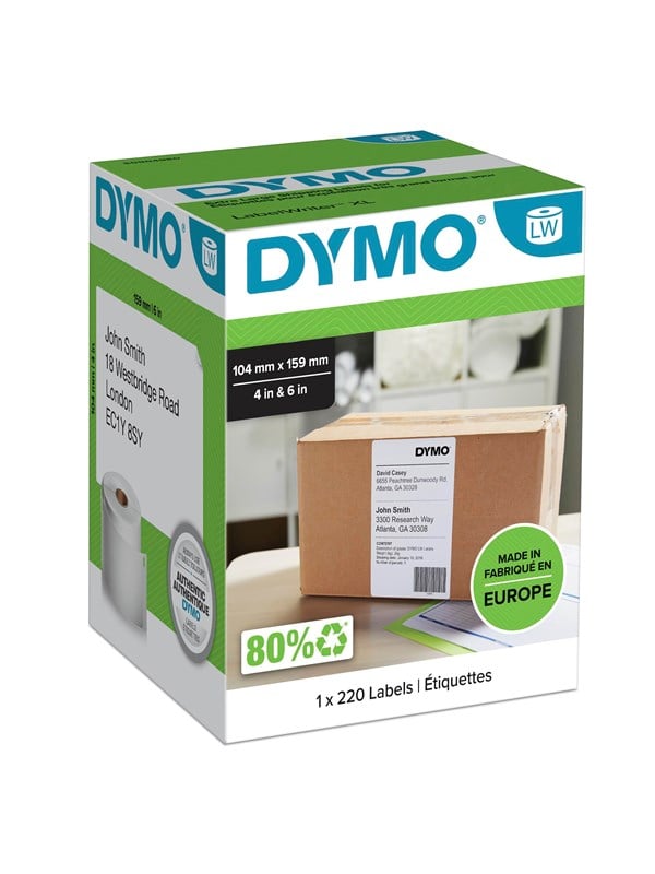 Dymo Labelwriter Store Forsendelsesetiketter 104mm 159mm Rulle 220 Stk