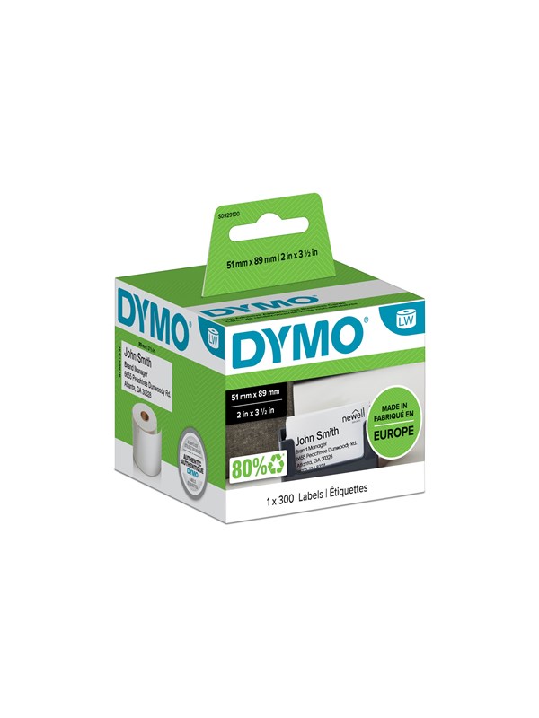 Dymo Lw Aftalekort Navneskilt Etiketter Ikke-klæbende 51mm 89mm Rulle Med 300 Stk
