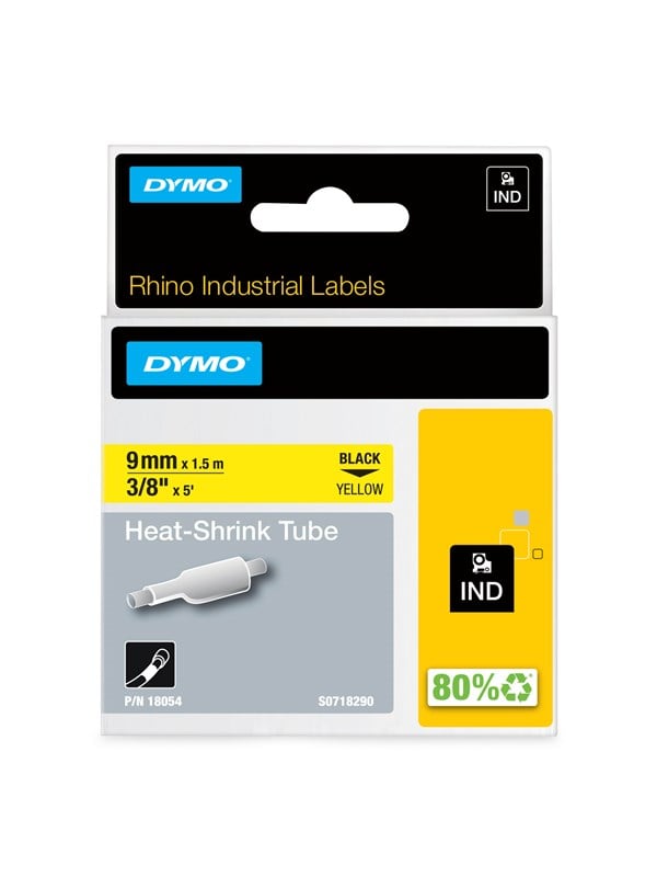 Dymo Rhino Krympeflex 9mm 5m Sort På Gul