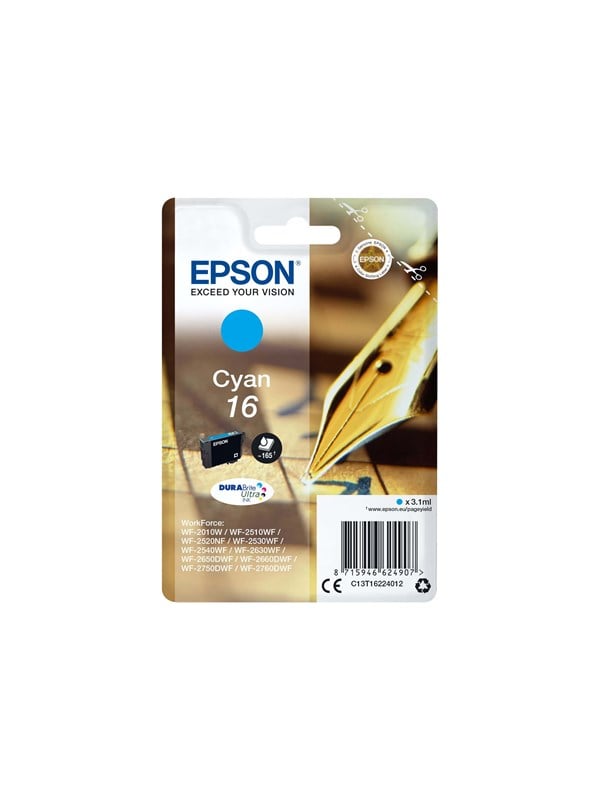 Epson 16 Blækpatron Cyan