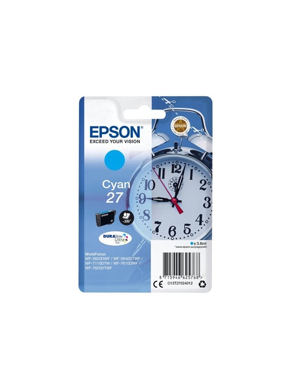 Epson 27 C13t2702 Cyan Ink Blækpatron Cyan