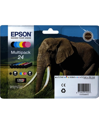 Epson 24 Multipack  Black Yellow Cyan Magenta   Light Cyan   Light Magenta  Blækpatron Cyan