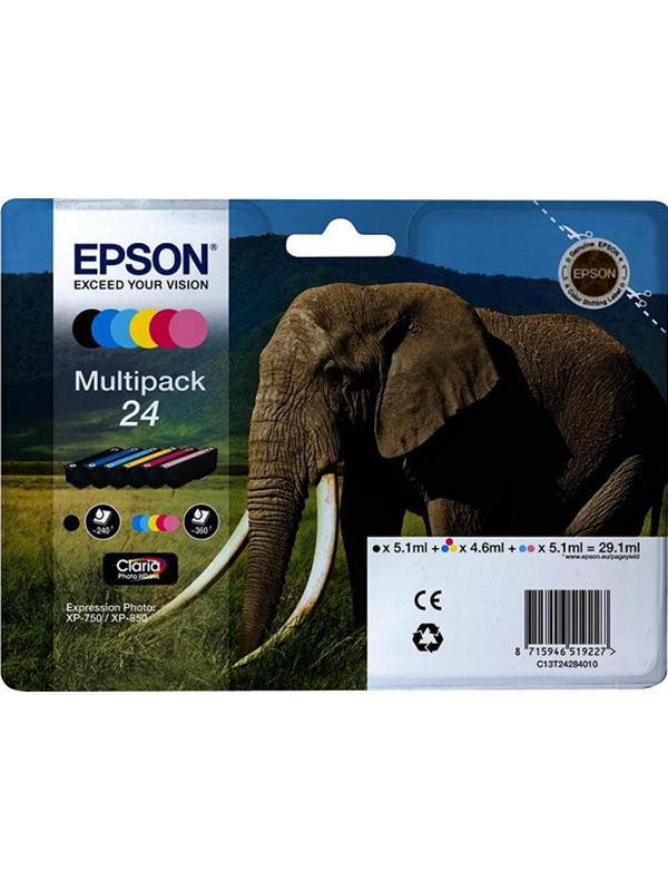 Epson 24 Multipack Black Yellow Cyan Magenta Light Cyan Light Magenta Blækpatron Cyan