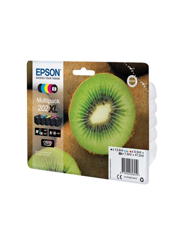 Epson 202 Multipack Pakker Sort Gul Cyan Magenta Foto-sort Original Blækpatron Blækpatron Cyan