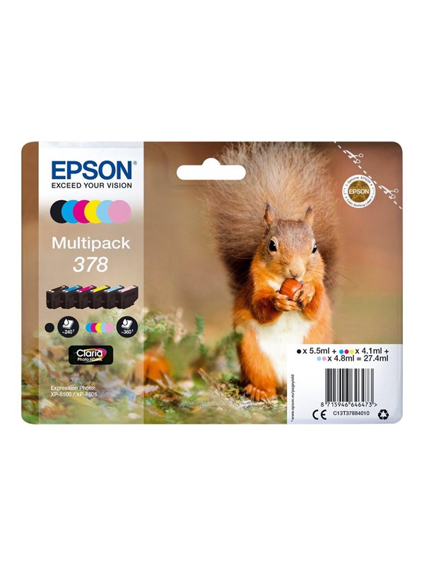 Epson 378 Multipack -pack Black Yellow Cyan Magenta Light Magenta Light Cyan Blækpatron Cyan