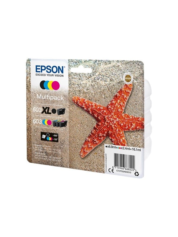 Epson 603 Multipack -pack Black Yellow Cyan Magenta Original Ink Cartridge Blækpatron Cyan