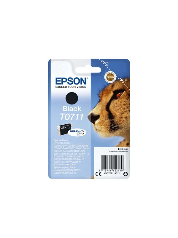 Epson T0711 Black Ink Blækpatron Sort