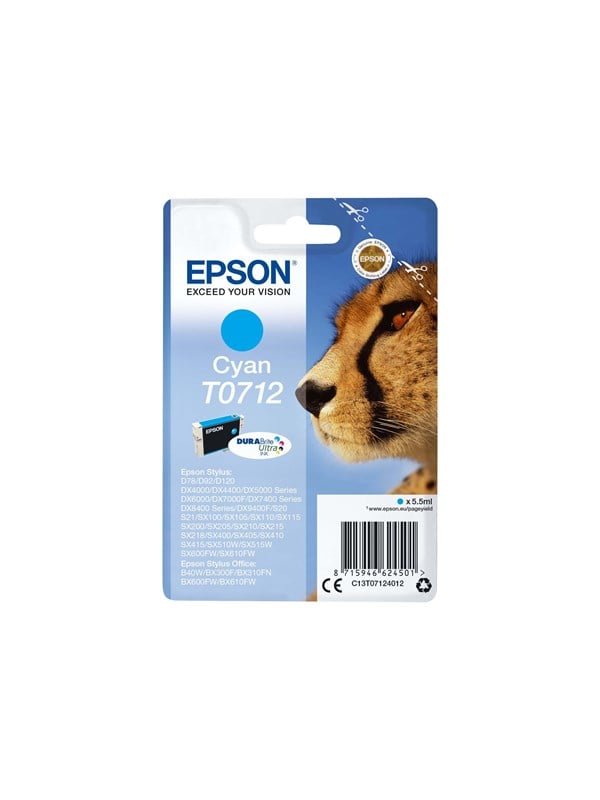 Epson T0712 Cyan Ink Blækpatron Cyan
