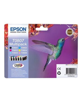 Epson T0807 Multipack  Black Yellow Cyan Magenta Light Magenta Light Cyan  Blækpatron Cyan  Magenta  Gul  Sort  Lys Magenta  Lys Cyan
