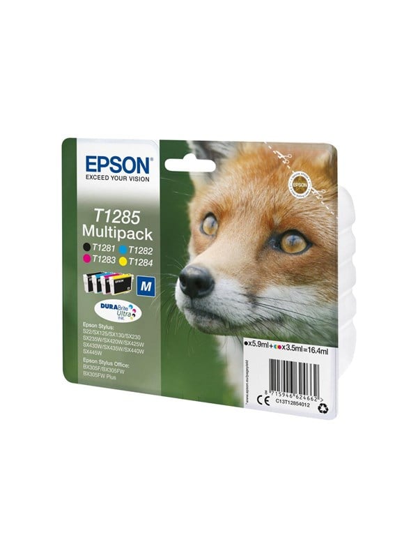 Epson T1285 -pack Black Yellow Cyan Magenta Blækpatron Cyan