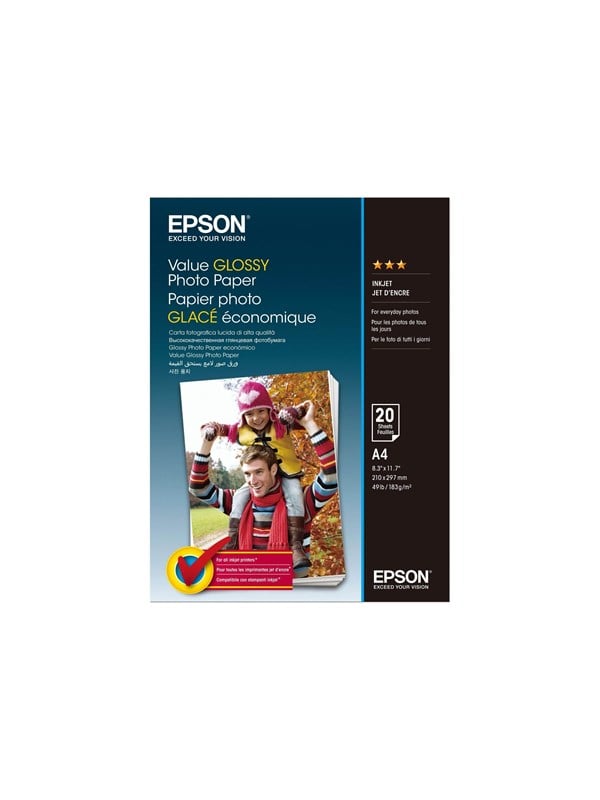 Epson Value Glossy A4 210 297 Mm 183 20 Sheet Photo Paper