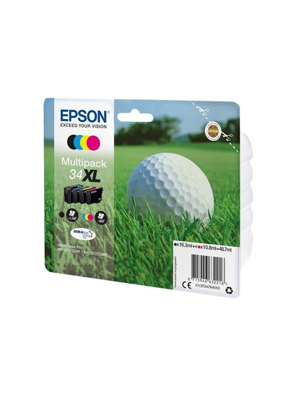 Epson 34 -pack Black Magenta Cyan Yellow Ink Blækpatron Cyan