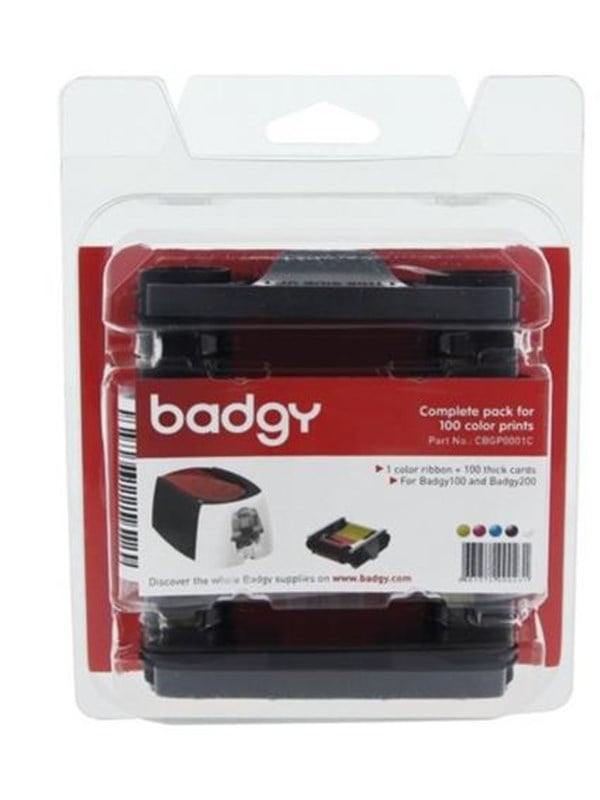 Evolis Badgy Full Kit Cbgp0001c Print Bånd Kassette Pvc Kortsæt Cyan Magenta Gul Sort Transparent