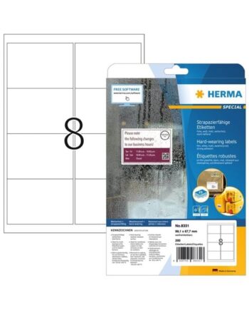 Herma Special Polyester Matte  99     67   Mm 200 Label     25 Sheet         Shipping Film Labels