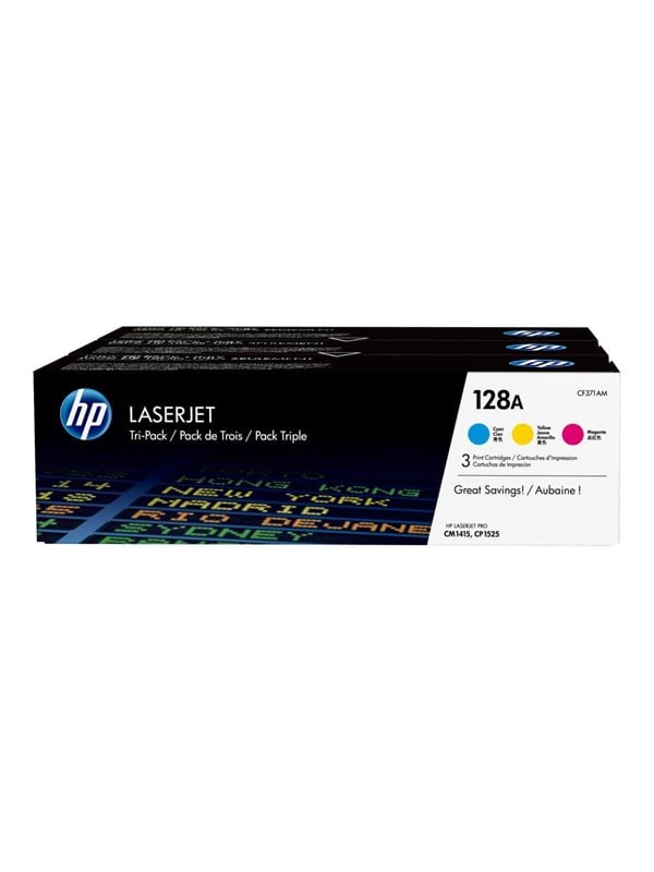 Hp 128a Cf371am -pack Yellow Cyan Magenta Toner Lasertoner Cyan Magenta Gul