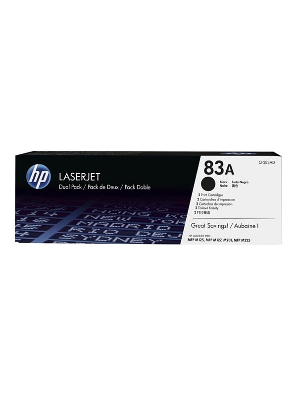 Hp 83ad Cf283ad -pack Black Toner Lasertoner Sort