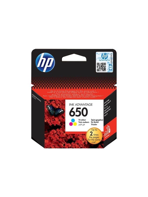Hp 650 Cz102ae Tri-color Blækpatron Ffarvestofbaseret Cyan Farvestofbaseret Gul