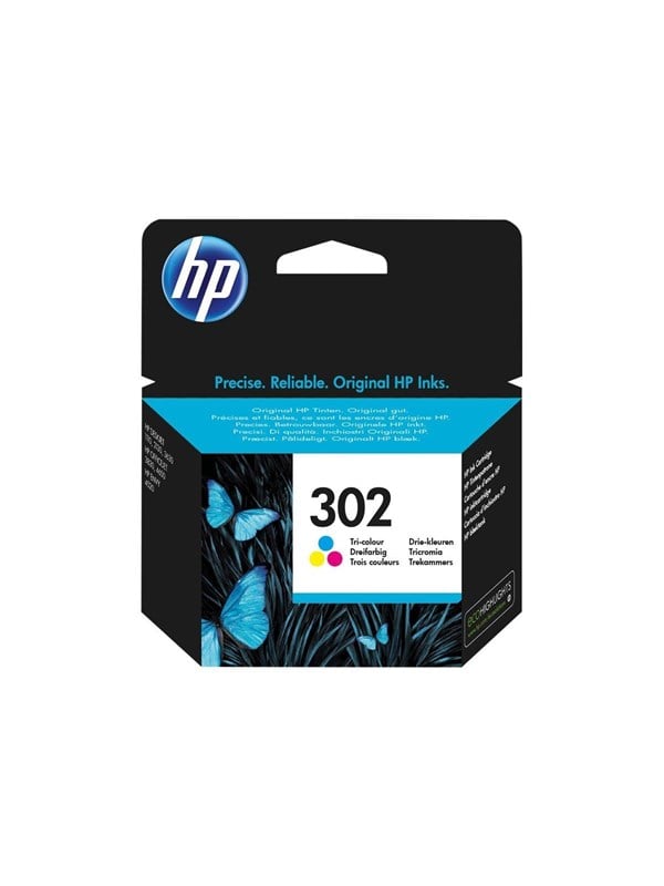 Hp 302 F6u65ae Tri-color Ink Cyan Magenta Yellow Blækpatron Dye-based Tricolor