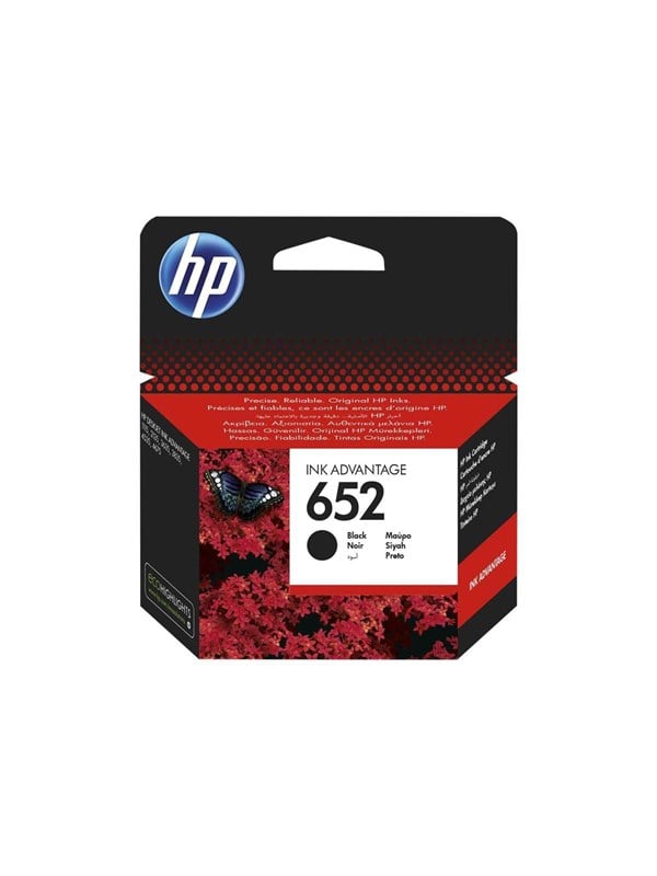 Hp 652 F6v25ae Black Ink Blækpatron Dye-based Sort