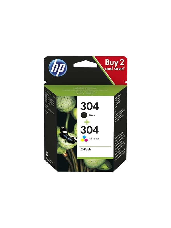 Hp 304 3jb05ae -pack Black And Color Ink Blækpatron Dye-based Tricolor