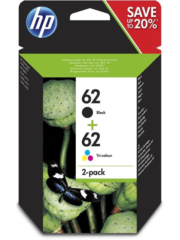 Hp 62 N9j71ae -pack Cyan Magenta Yellow Pigmwnted Black Ink Blækpatron Dye-based Tricolor