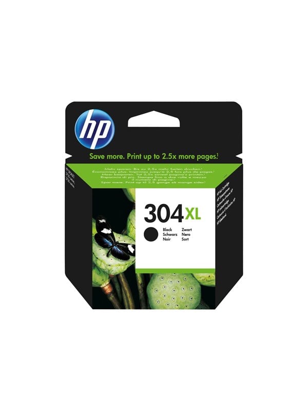 Hp 304 N9k08ae High Capacity Black Ink Blækpatron Sort