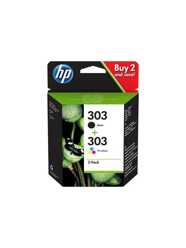Hp 303 3ym92ae -pack Black And Color Ink Blækpatron Dye-based Tricolor