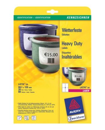 Avery Heavy Duty Laser Labels Etiketter 80 Etikette    99     139 Mm