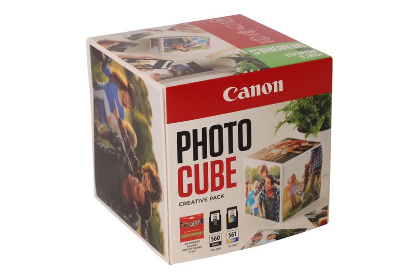 Canon Photo Cube Creative Pack Pakker Sort Farve Cyan Magenta Gul Original Skinnende Blækpatron Papirsæt