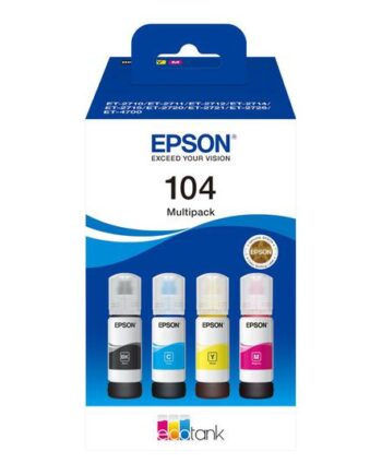 Epson Ecotank 104   Pakker Sort  Gul  Cyan  Magenta Original Blækrefill