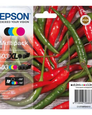 Epson 503 503   Multipack   Pakker   Black    Standard Capacity Sort  Gul  Cyan  Magenta Original Blækpatron