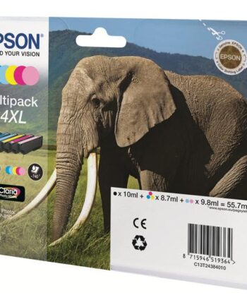 Epson 24  Multipack   Pakker   Sort  Gul  Cyan  Magenta  Lys Magenta  Lys Cyan Original Blækpatron