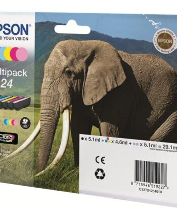 Epson 24 Multipack   Pakker Sort  Gul  Cyan  Magenta  Lys Magenta  Lys Cyan Original Blækpatron