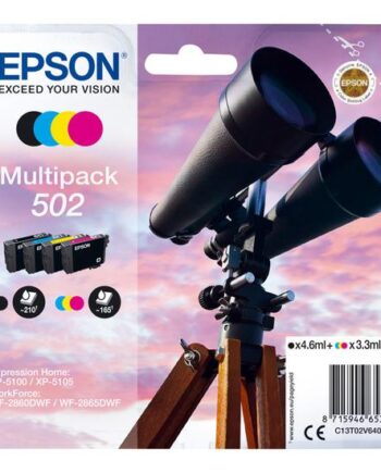 Epson 502 Multipack   Pakker Sort  Gul  Cyan  Magenta Original Blækpatron