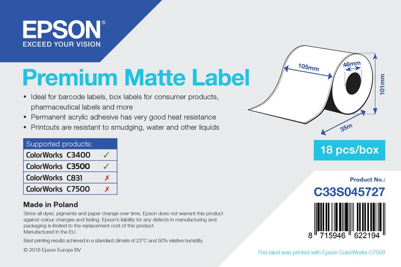 Epson Premium Etiketter Mat Rulle Rulle A6 10 Cm 35