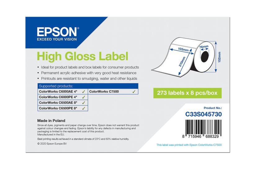 Epson Pressestempel Skæreetikette Høj-skinnende 273 Etikette 105 210 Mm